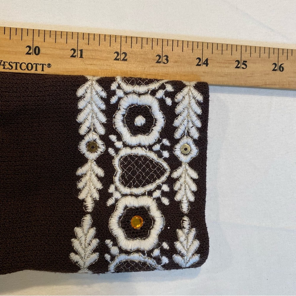 St. John Brown Skirt Set with White Embroidered Trim - Picture 11 of 13